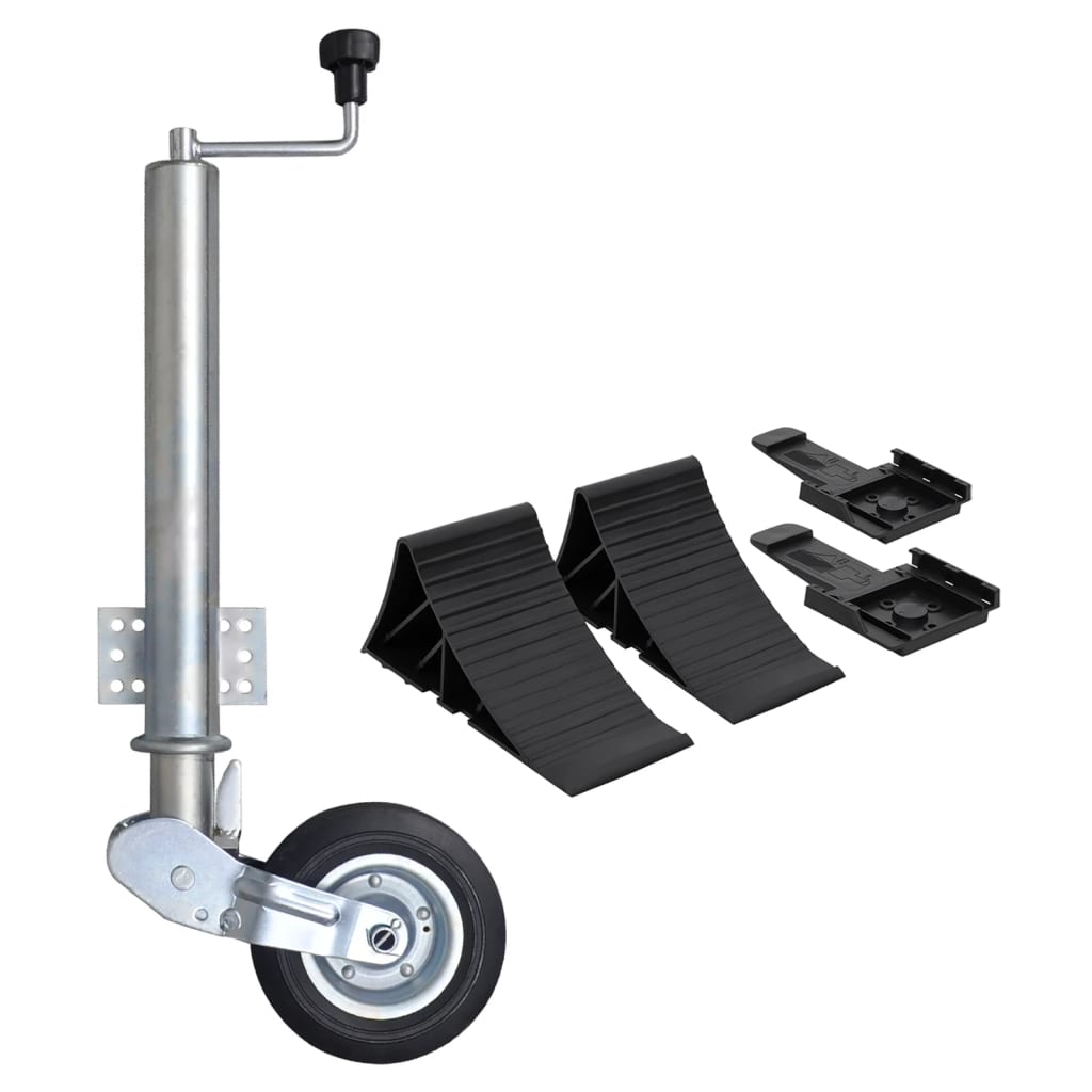 Trailer Jack Wheel 60 mm with Wheel Chocks