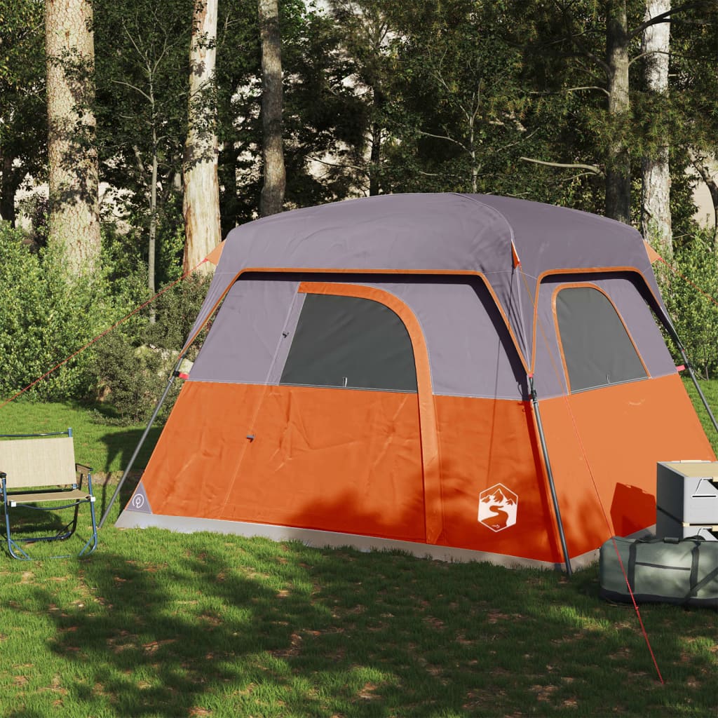 Camping Tent Cabin 4-Person Orange Waterproof