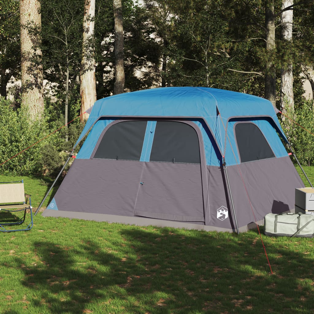 Family Tent Cabin 6-Person Blue Waterproof