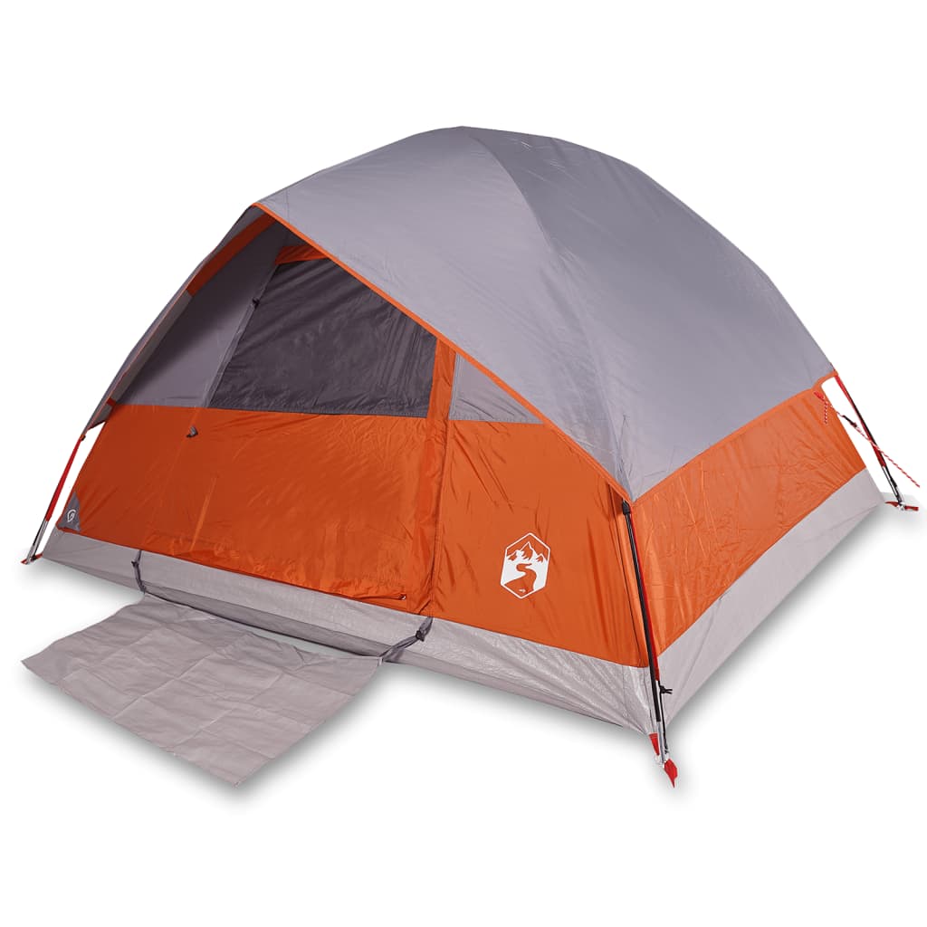 Camping Tent Dome 3-Person Orange Waterproof