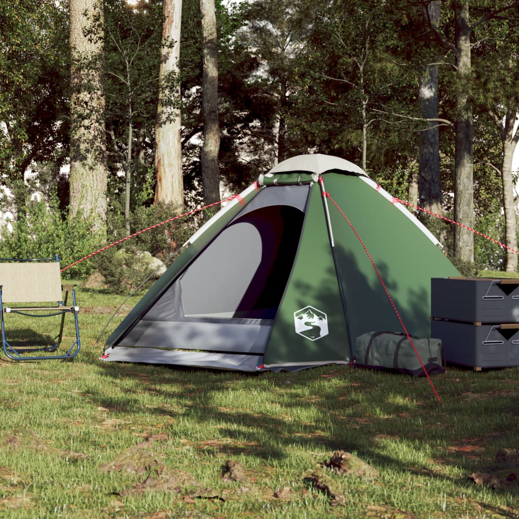 Camping Tent Dome 4-Person Green Waterproof