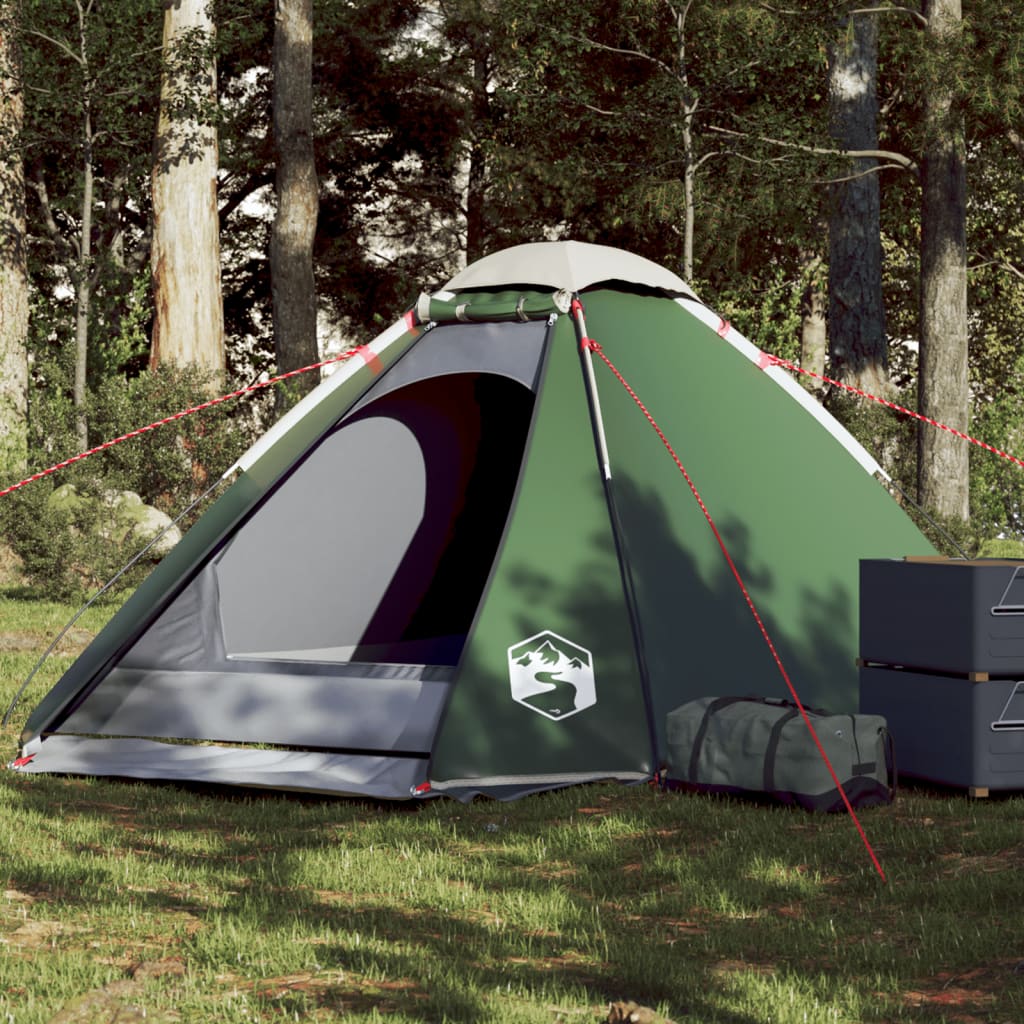 Camping Tent Dome 4-Person Green Waterproof