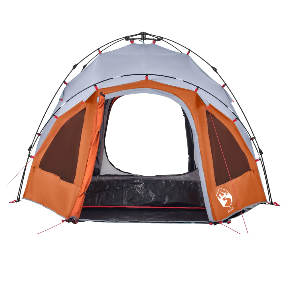 Camping Tent Dome 3-Person Grey and Orange Quick Release