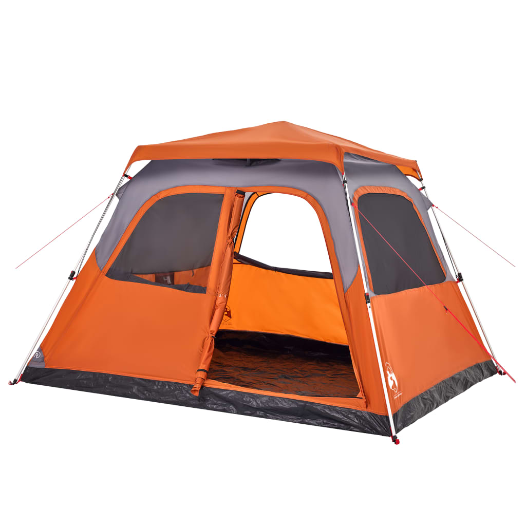 Family Tent Dome 6-Person Grey and Orange Quick Release