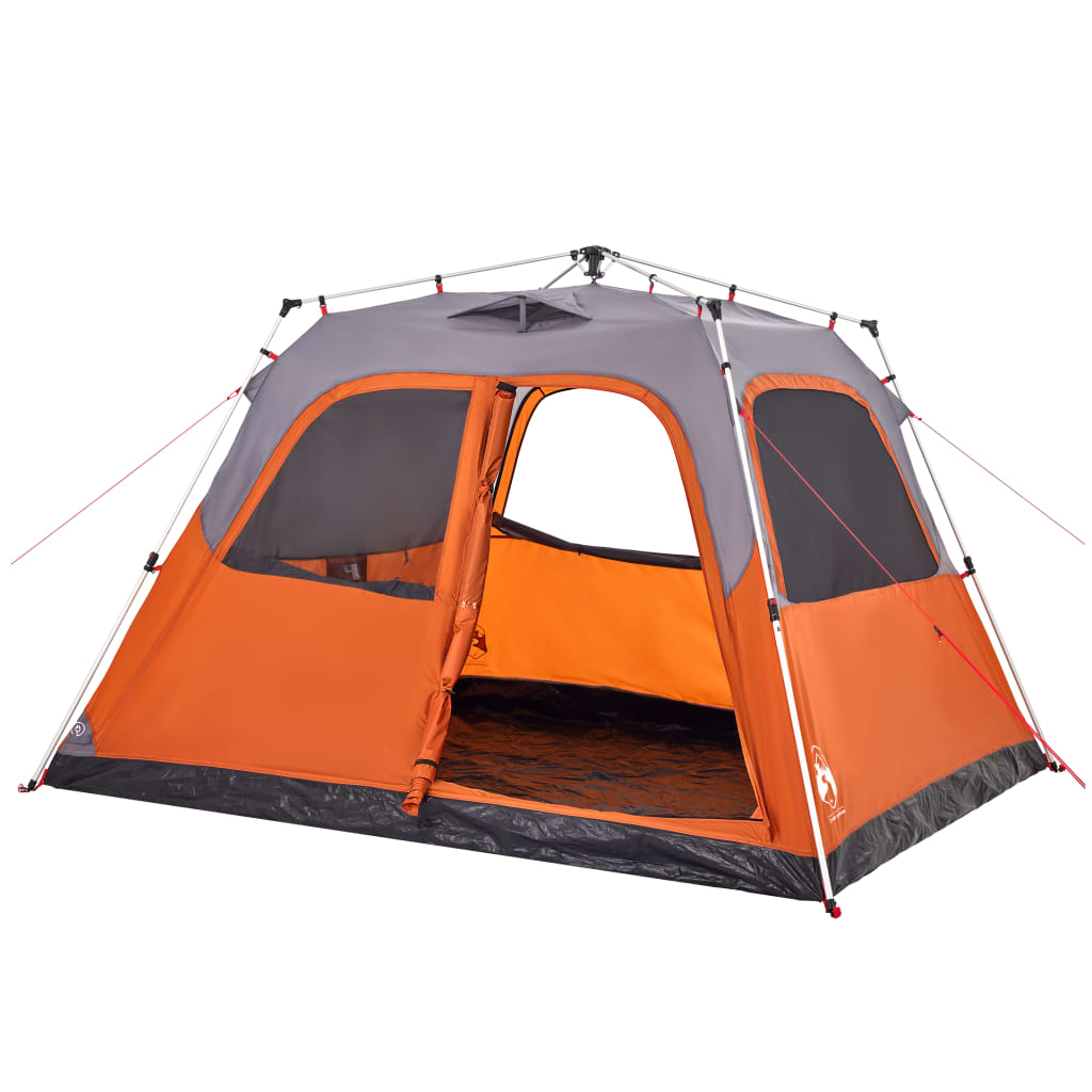 Family Tent Dome 6-Person Grey and Orange Quick Release