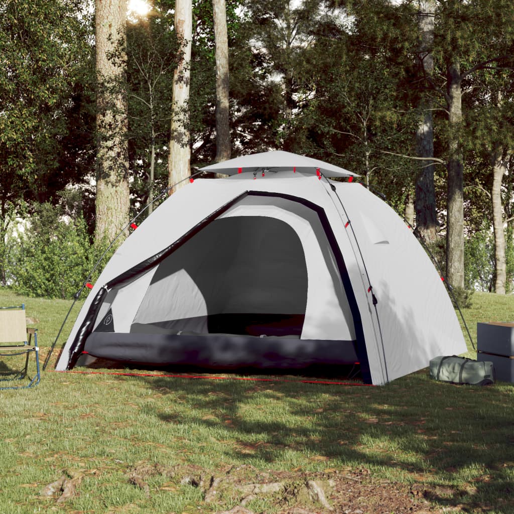 Camping Tent Dome 4-Person White Blackout Fabric Quick Release