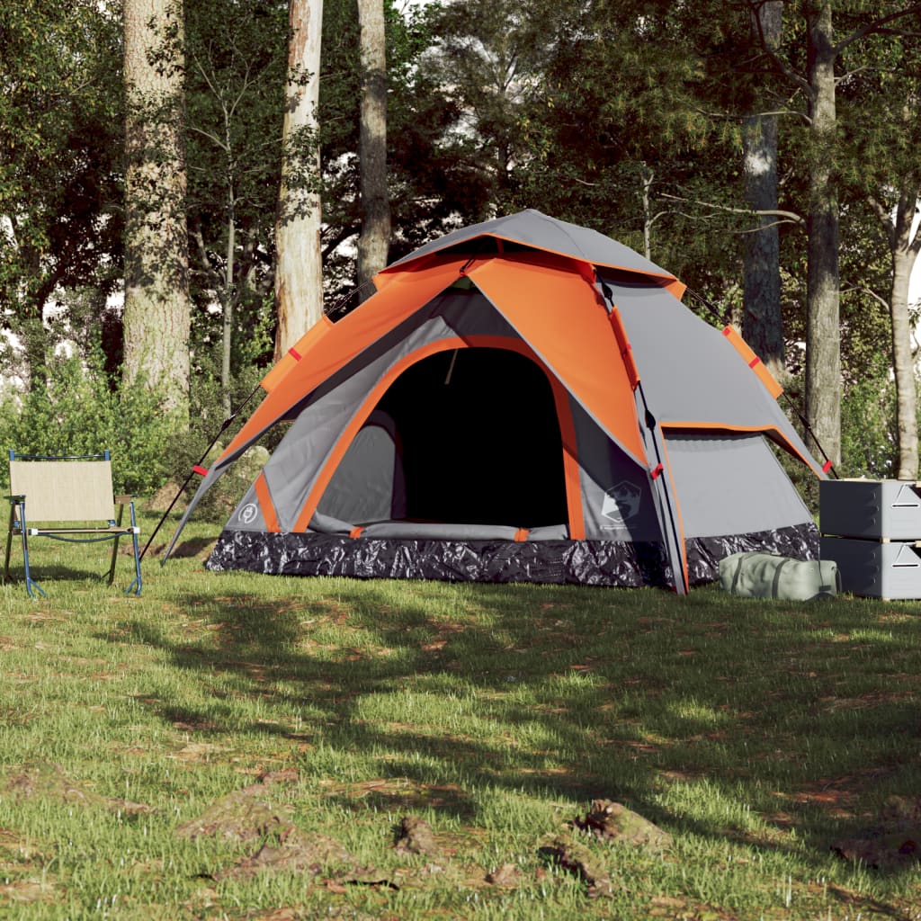 Camping Tent Dome 5-Person Grey and Orange Quick Release