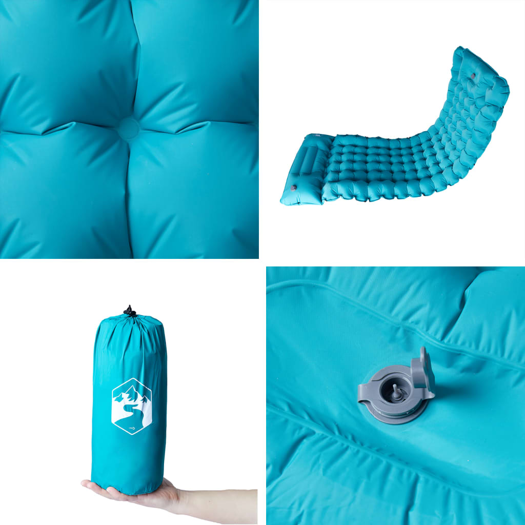 Self Inflating Camping Mattress with Pillow 1-Person Blue