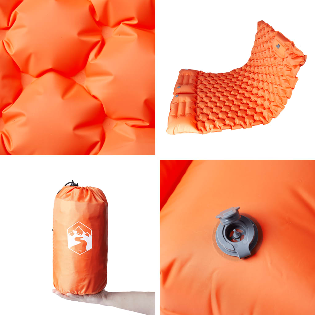 Self Inflating Camping Mattress with Pillows 2-Person Orange