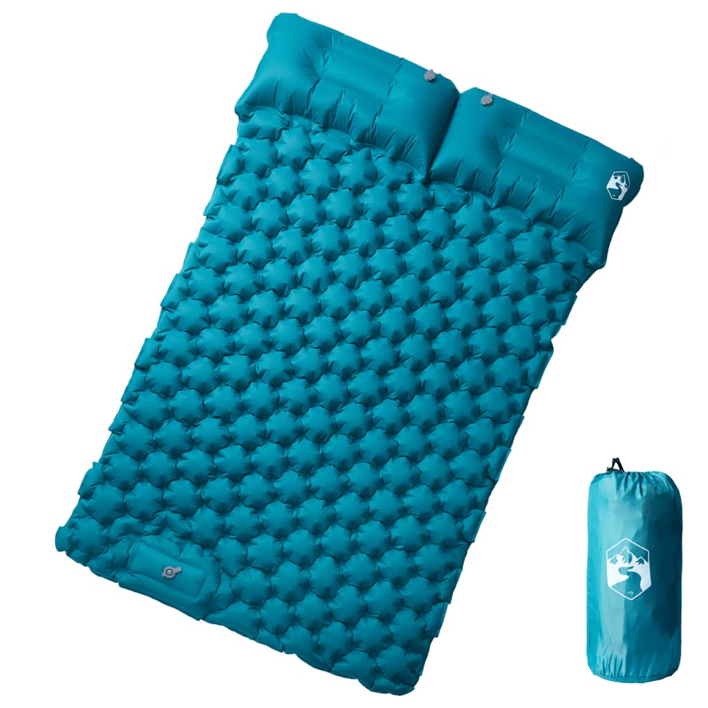 Self Inflating Camping Mattress with Pillows 2-Person Blue