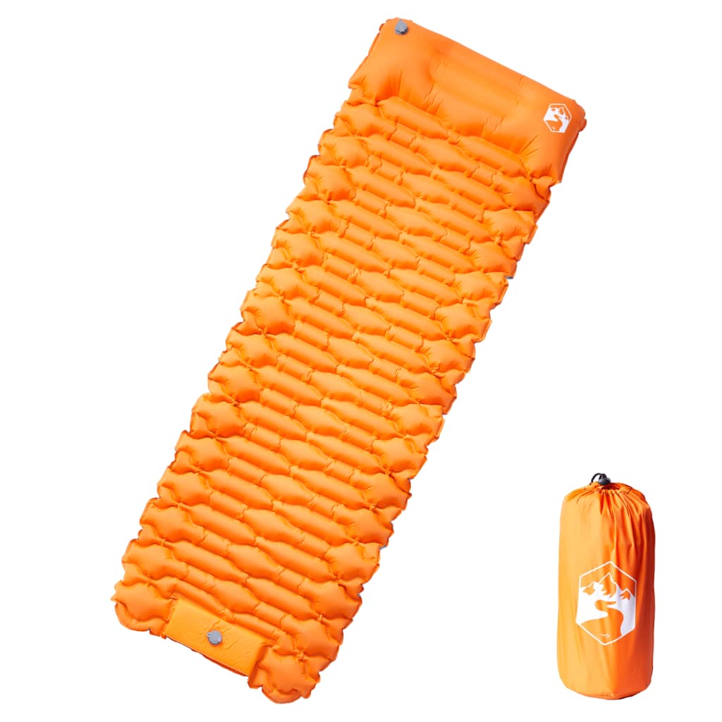 Self Inflating Camping Mattress with Pillow 1-Person Orange