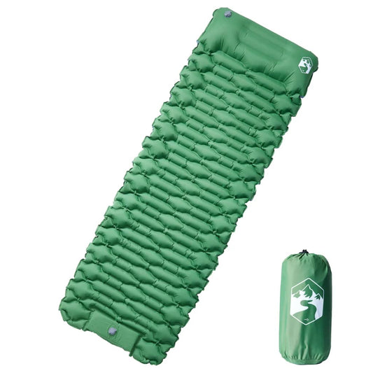 Self Inflating Camping Mattress with Pillow 1-Person Green