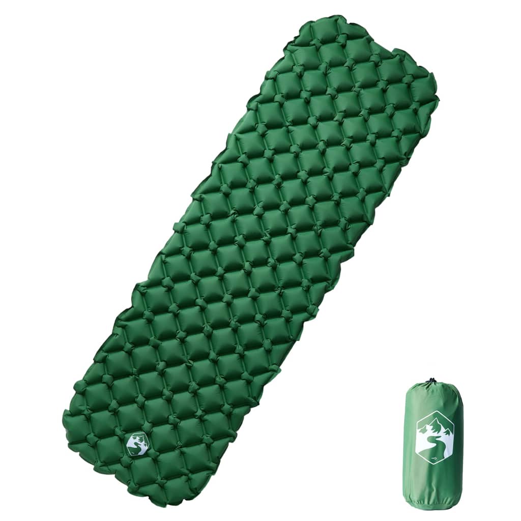 Inflating Camping Mattress 1-Person Green 190x58x6 cm