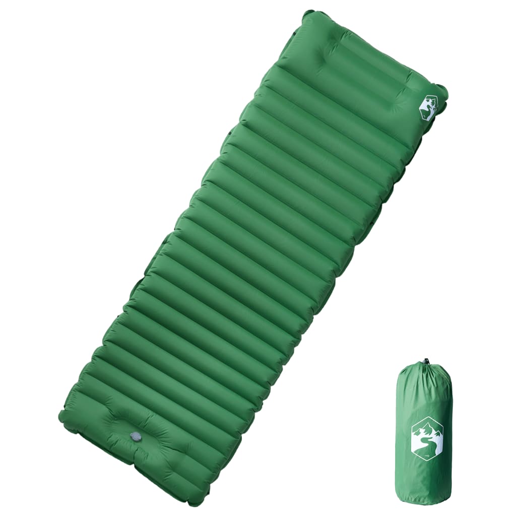 Self Inflating Camping Mattress with Pillow 1-Person Green