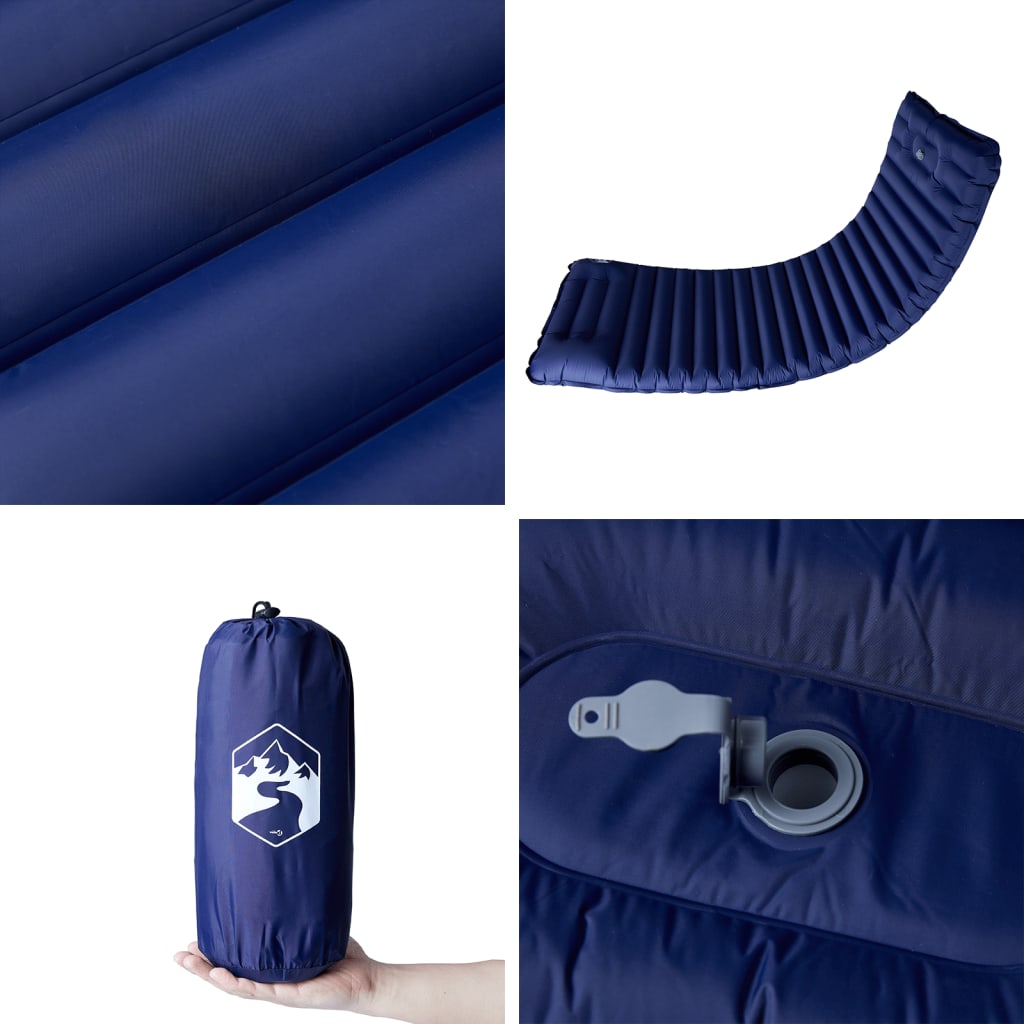 Self Inflating Camping Mattress with Pillow 1-Person Navy Blue