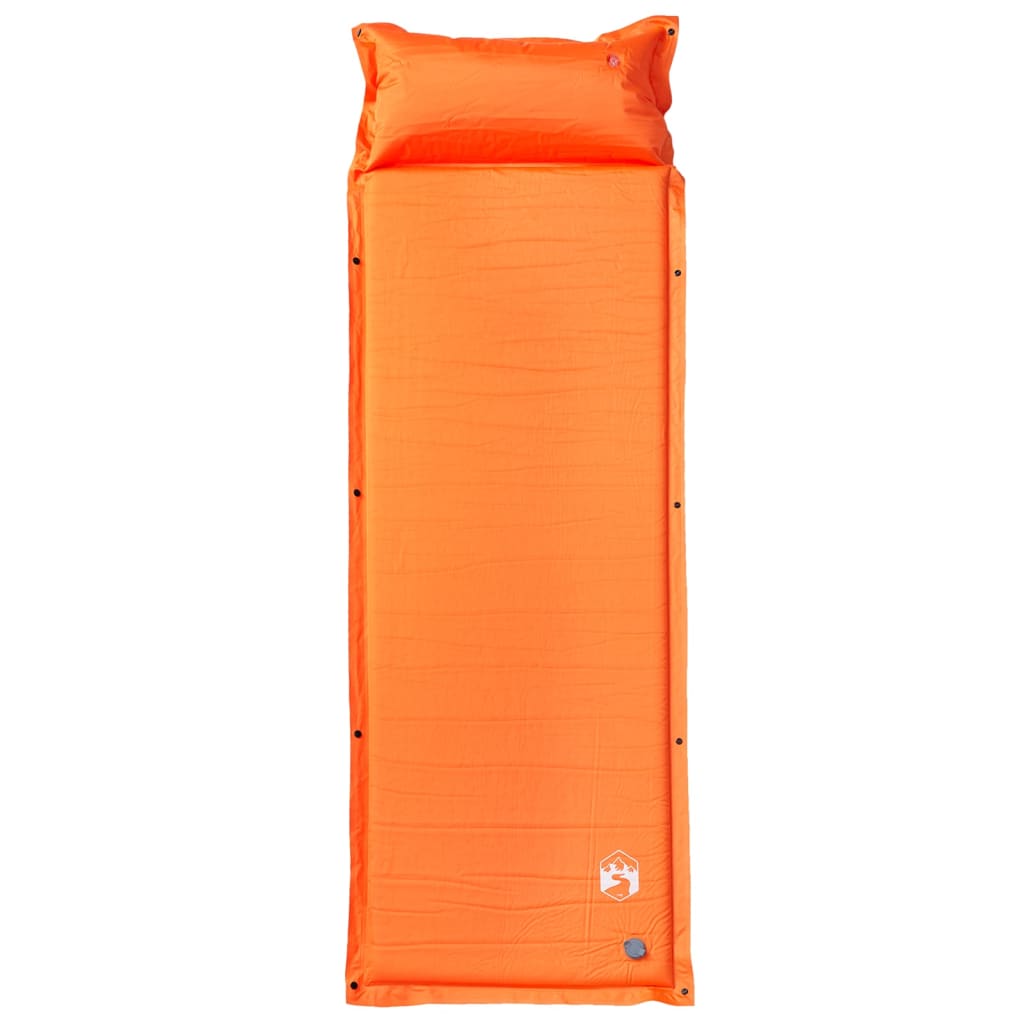 Self Inflating Camping Mattress with Pillow 1-Person Orange