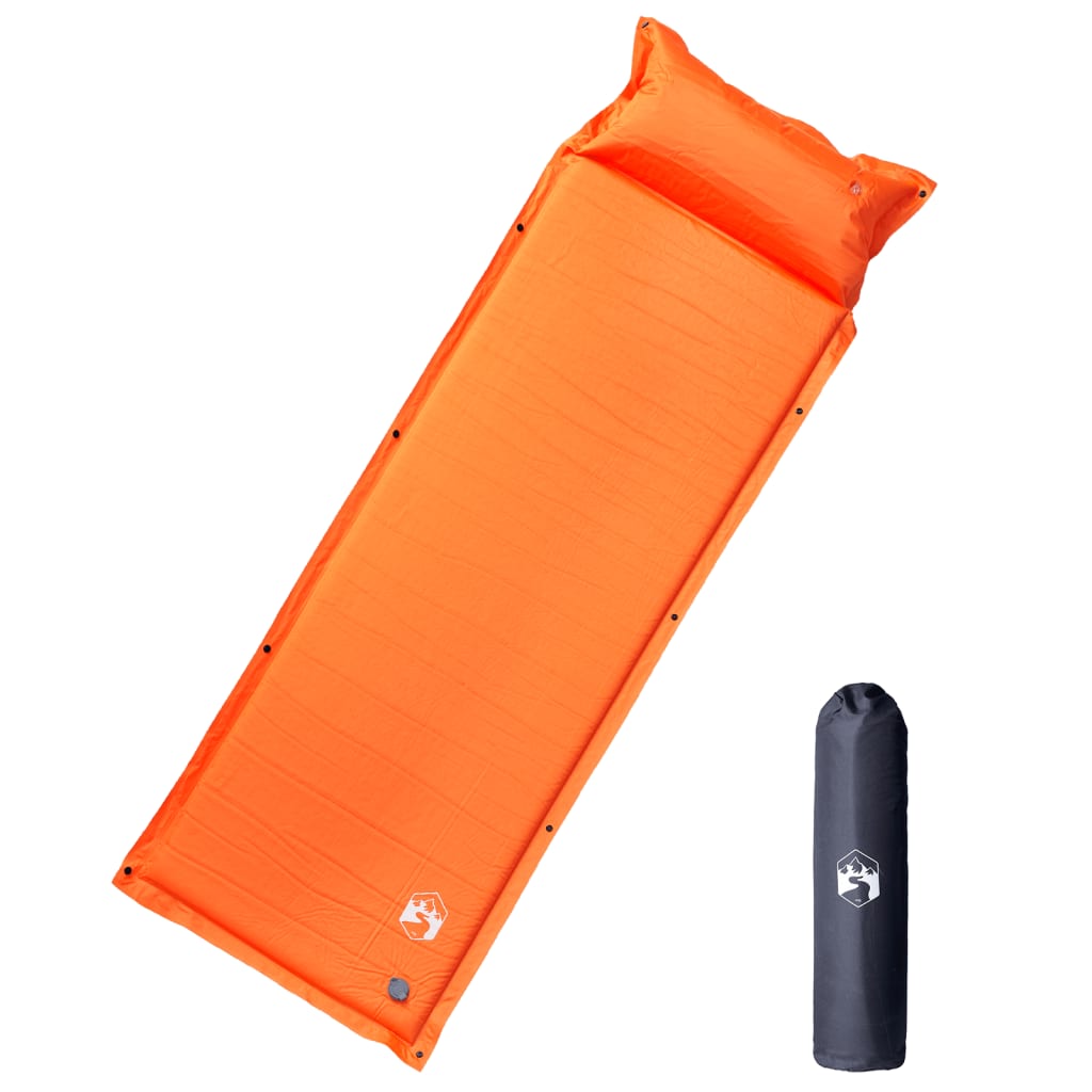 Self Inflating Camping Mattress with Pillow 1-Person Orange