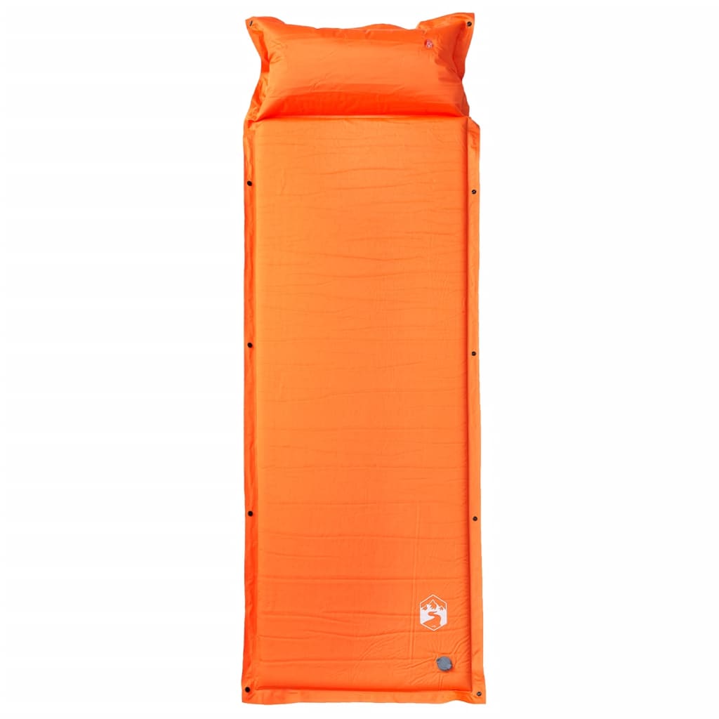 Self Inflating Camping Mattress with Pillow 1-Person Orange