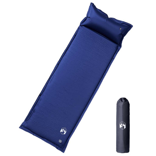 Self Inflating Camping Mattress with Pillow 1-Person Navy Blue