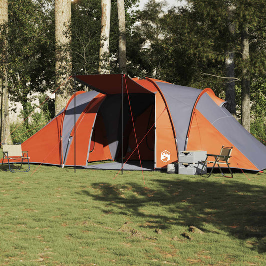 Family Tent Dome 6-Person Grey and Orange Waterproof