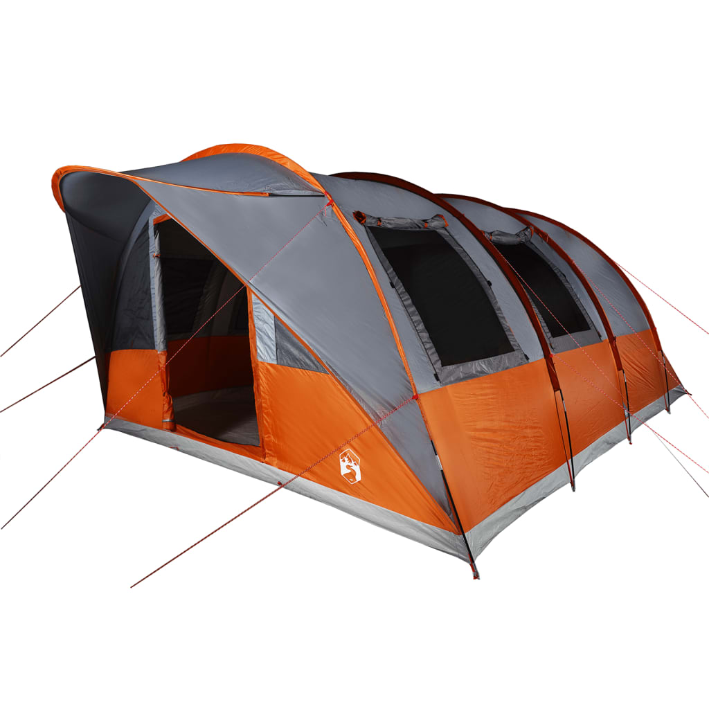 Camping Tent Tunnel 5-Person Grey and Orange Waterproof