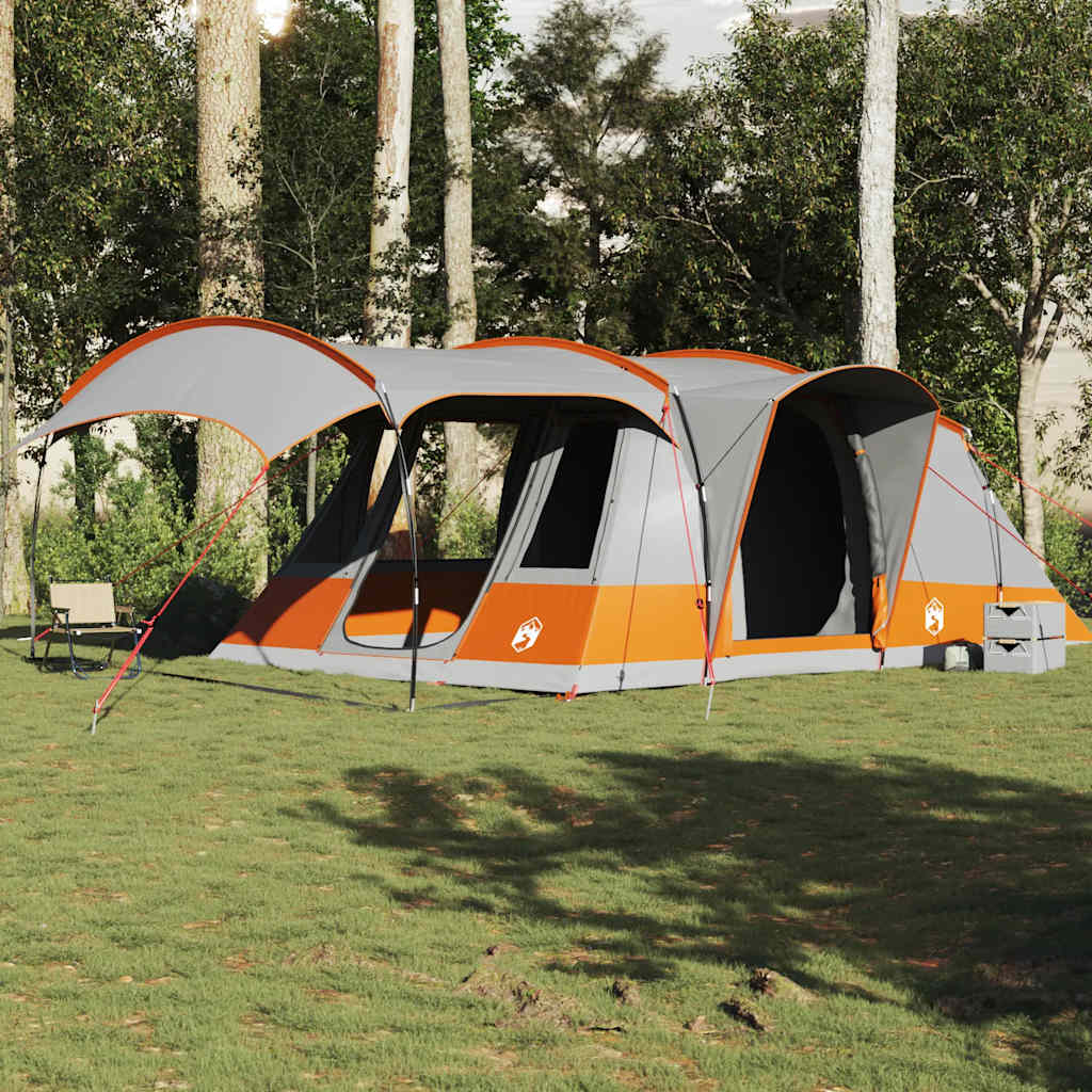 Camping Tent Tunnel 5-Person Grey and Orange Waterproof