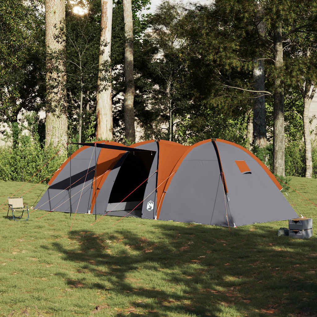 Family Tent Dome 8-Person Grey and Orange Waterproof