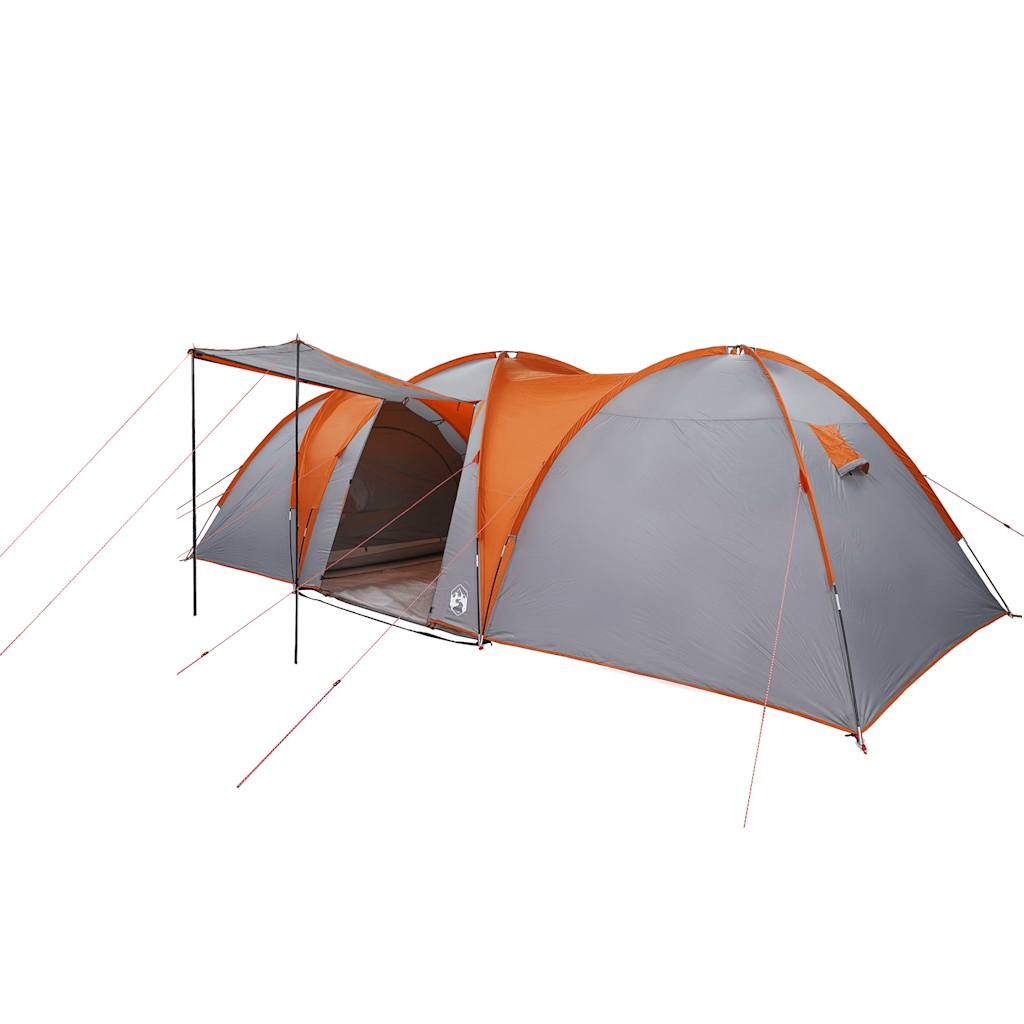 Family Tent Dome 8-Person Grey and Orange Waterproof