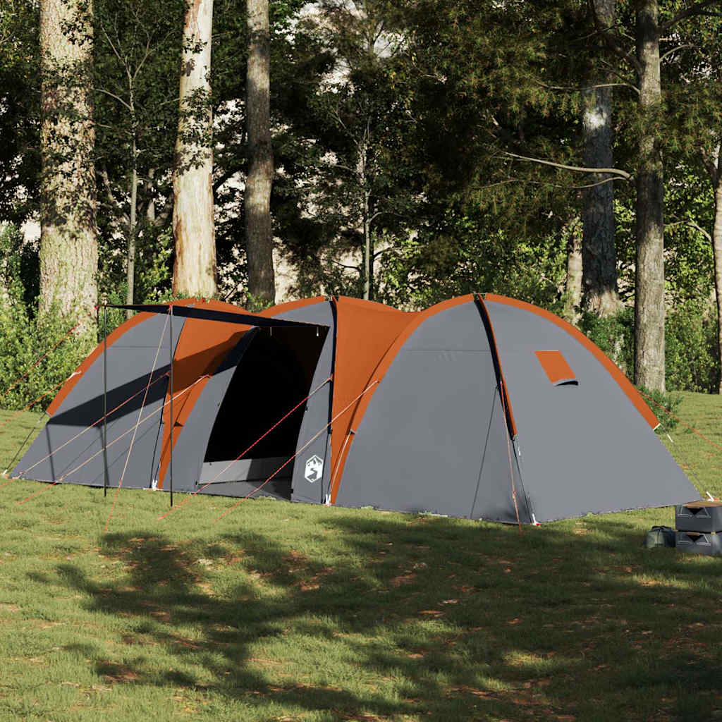 Family Tent Dome 8-Person Grey and Orange Waterproof