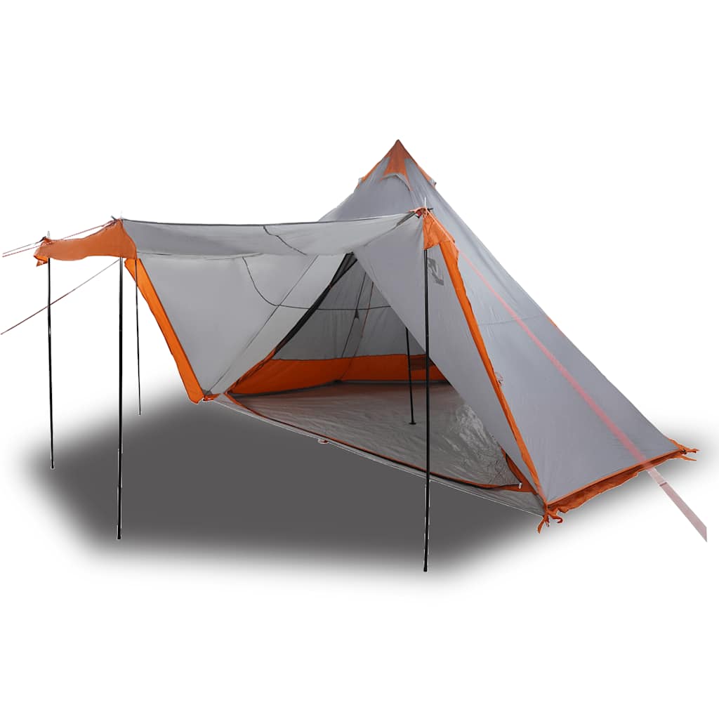 Family Tent Tipi 6-Person Grey and Orange Waterproof