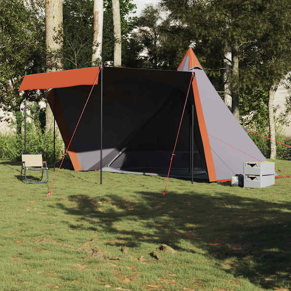 Family Tent Tipi 6-Person Grey and Orange Waterproof