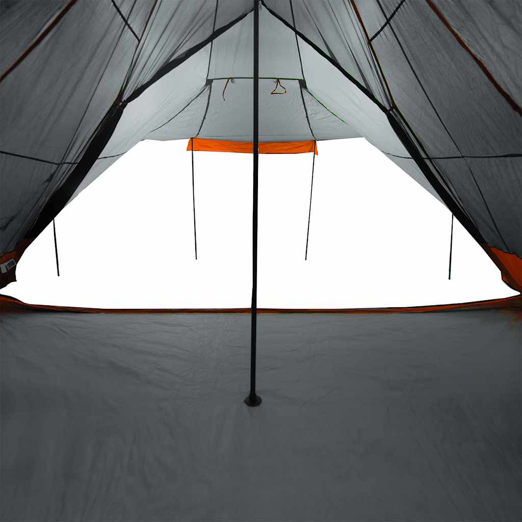 Family Tent Tipi 6-Person Grey and Orange Waterproof