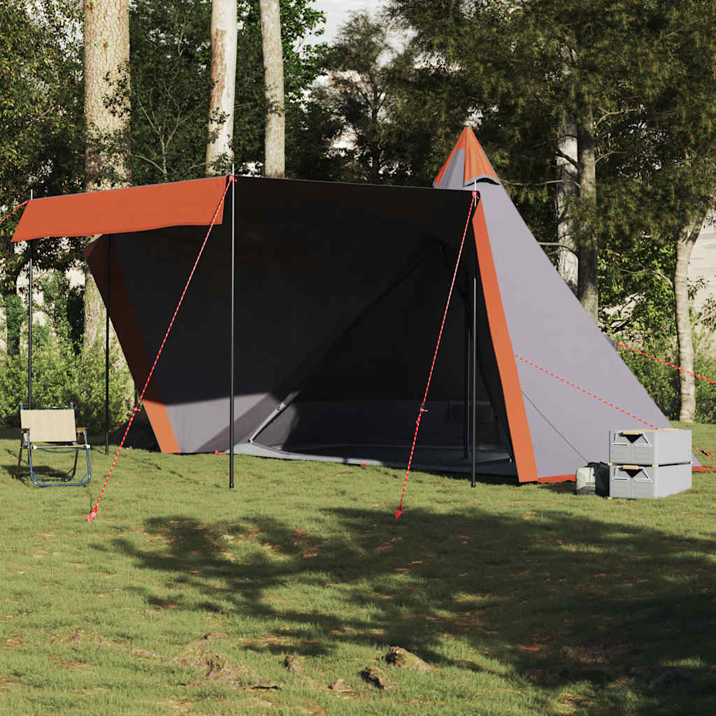 Family Tent Tipi 6-Person Grey and Orange Waterproof