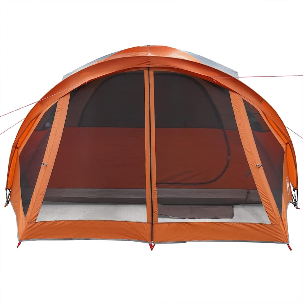 Family Tent Tunnel 6-Person Grey and Orange Waterproof