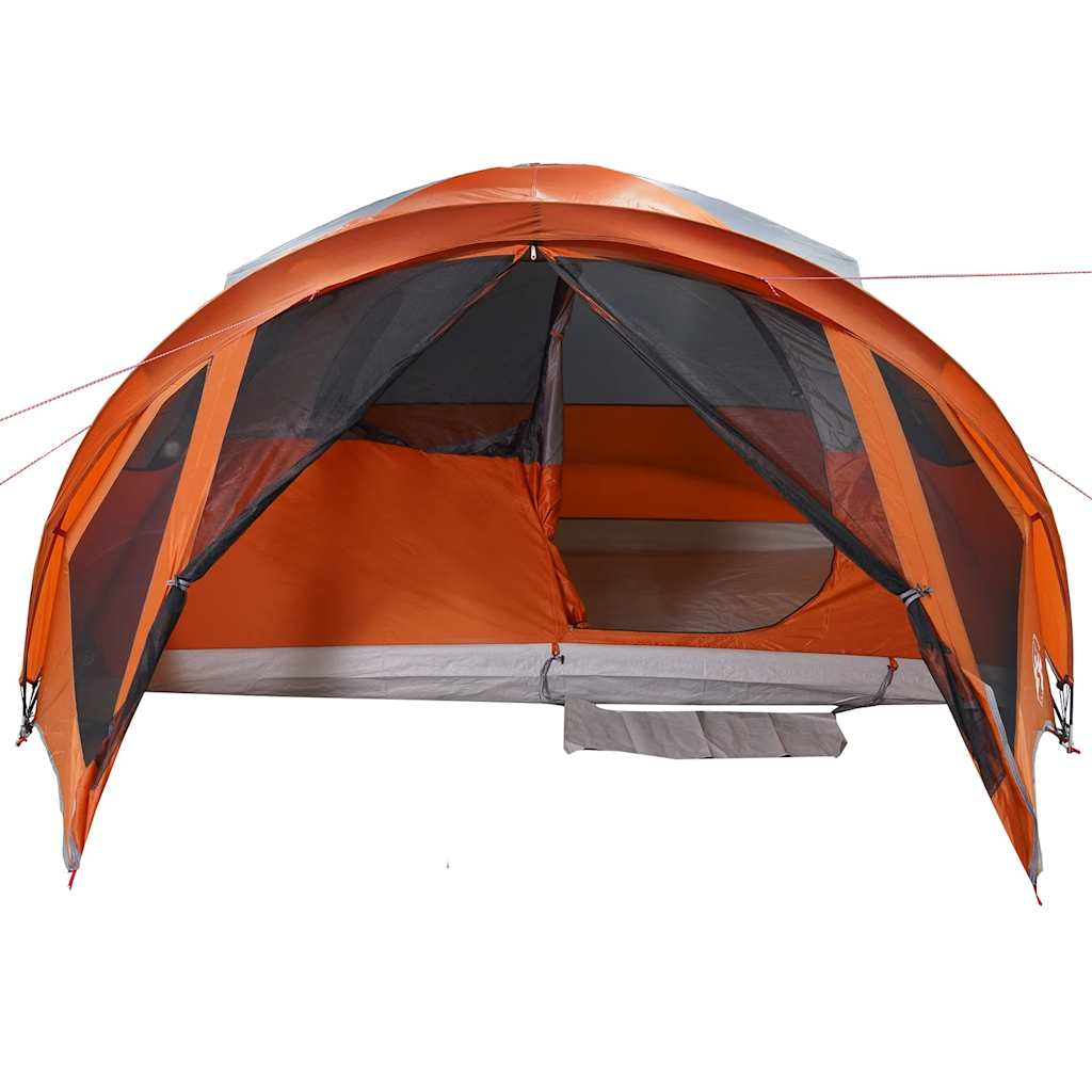 Family Tent Tunnel 6-Person Grey and Orange Waterproof