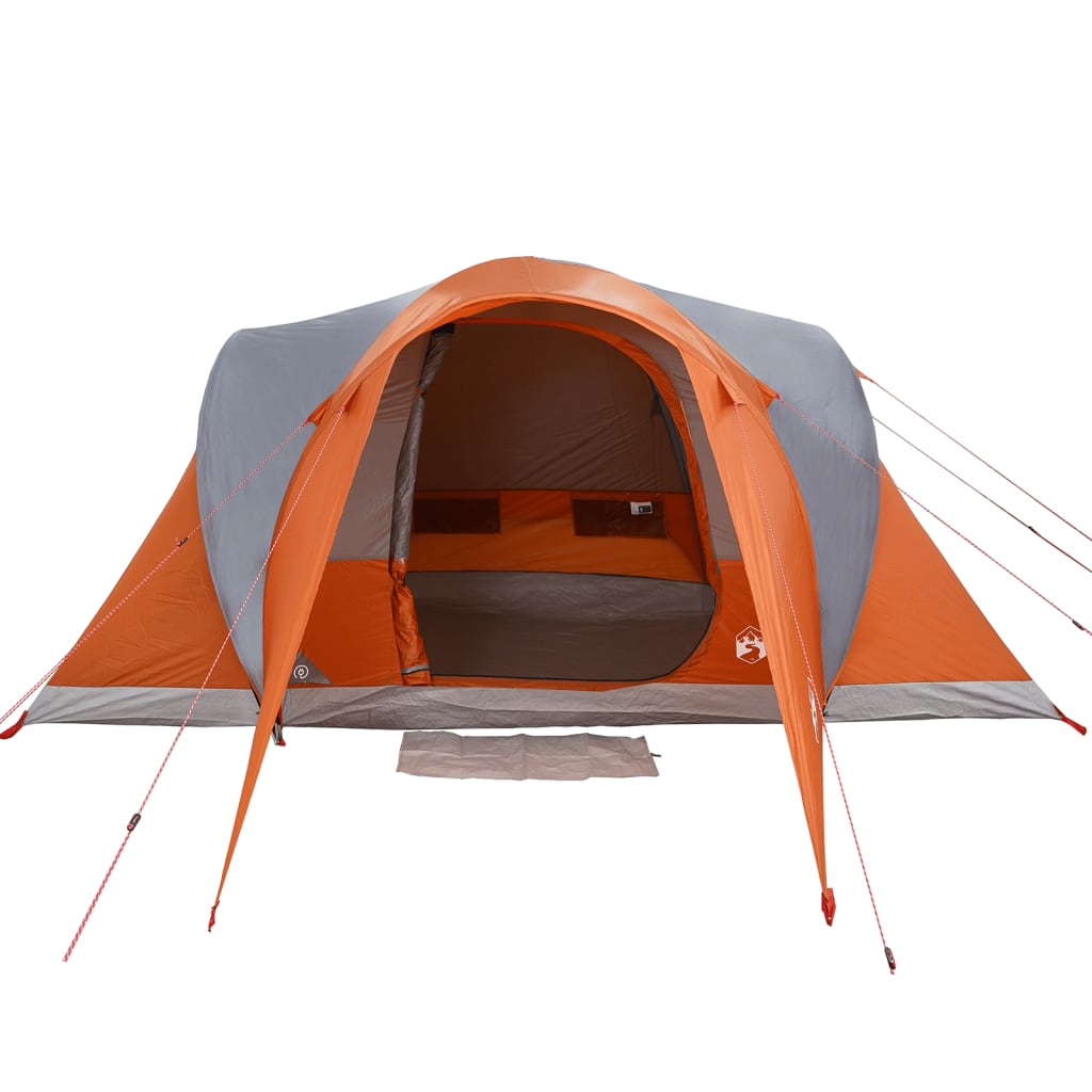 Family Tent Dome 6-Person Grey and Orange Waterproof