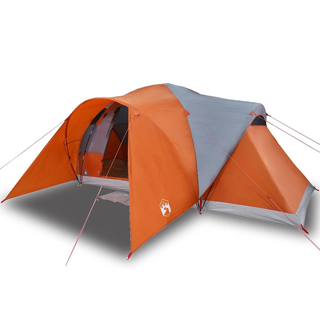 Family Tent Dome 6-Person Grey and Orange Waterproof