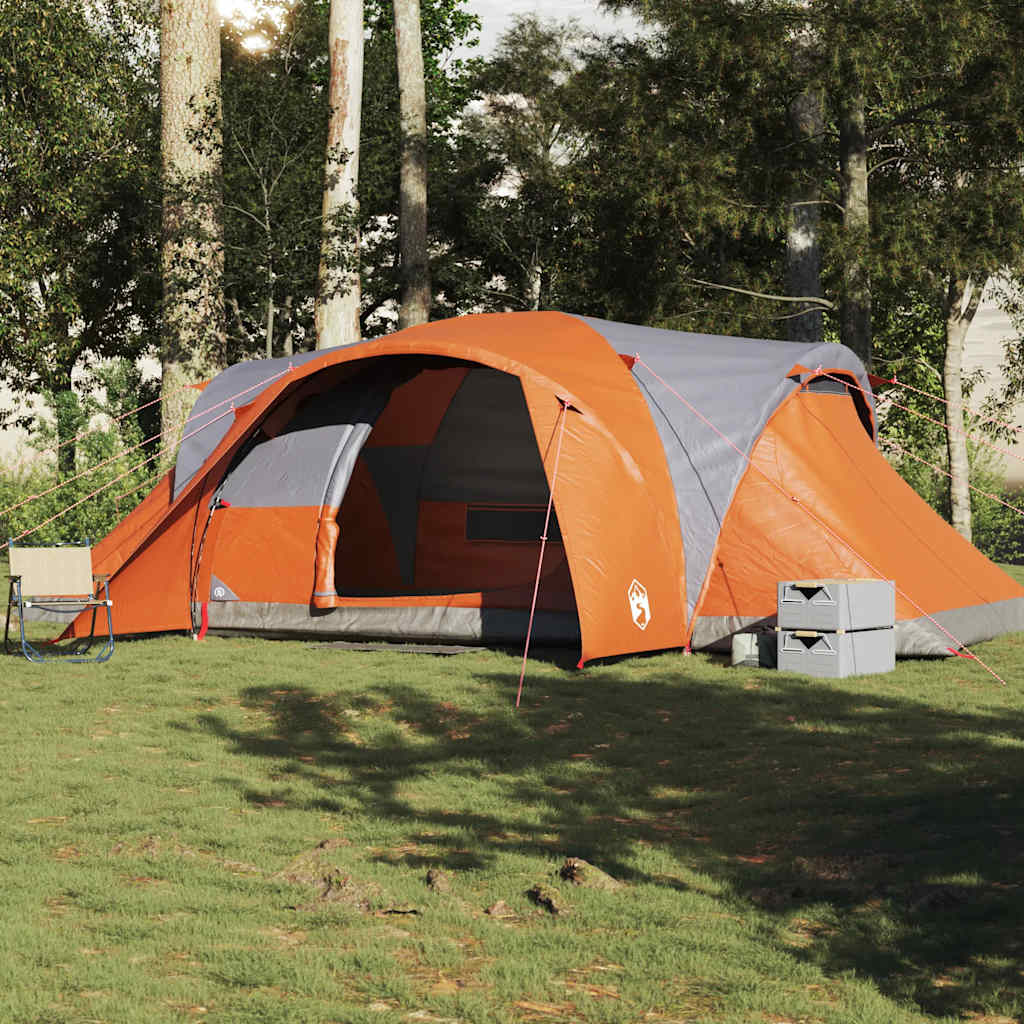 Family Tent Dome 6-Person Grey and Orange Waterproof