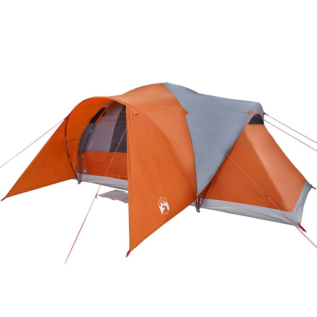 Family Tent Dome 6-Person Grey and Orange Waterproof