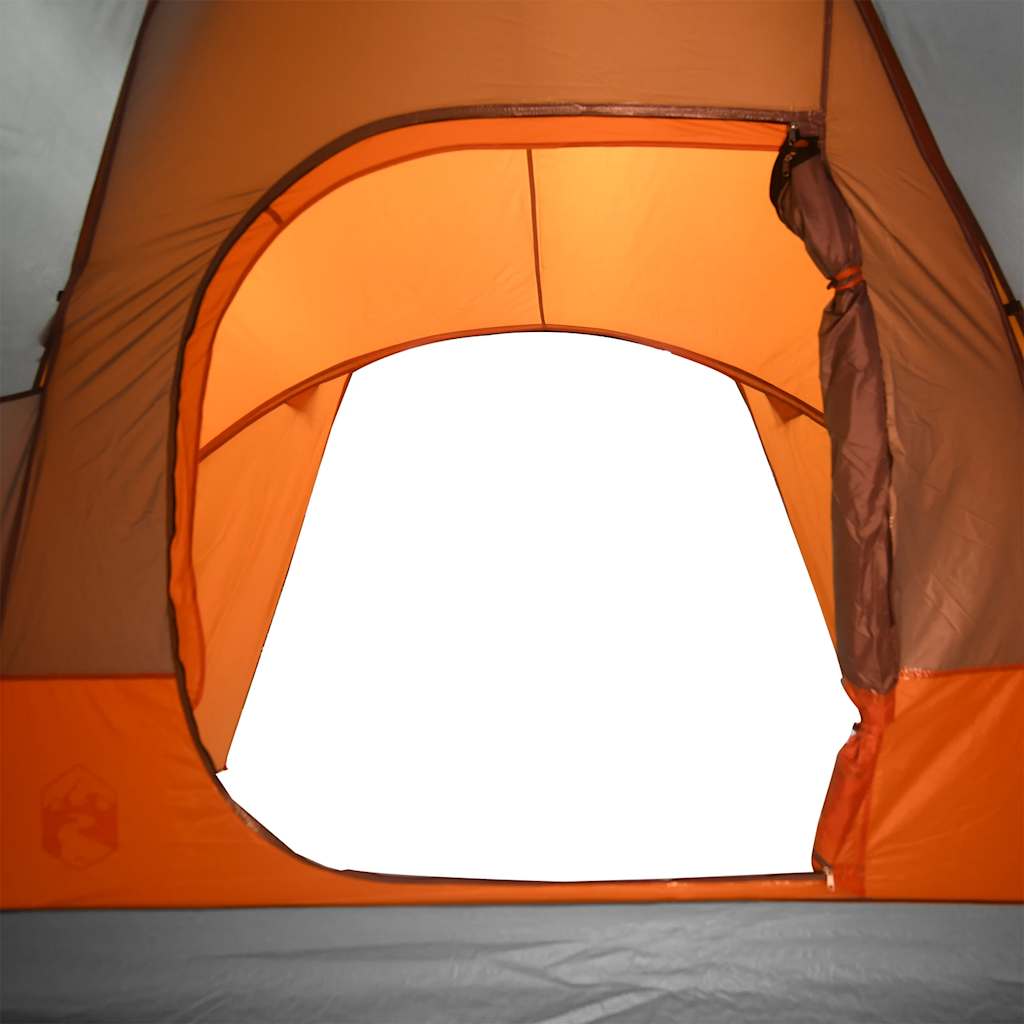 Family Tent Dome 6-Person Grey and Orange Waterproof