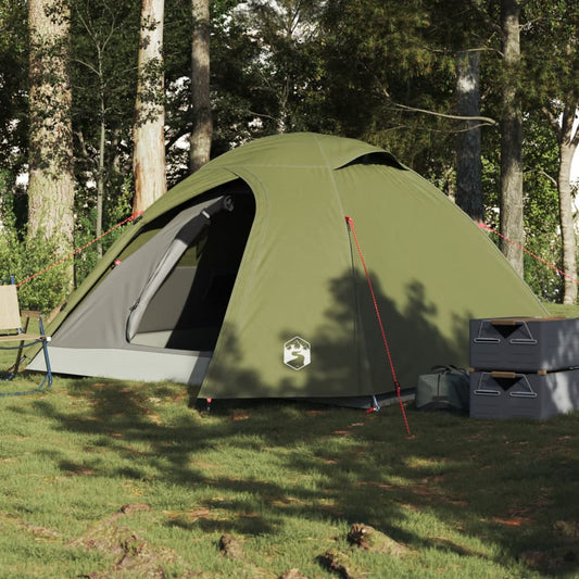 Camping Tent Dome 4-Person Olive Green Waterproof