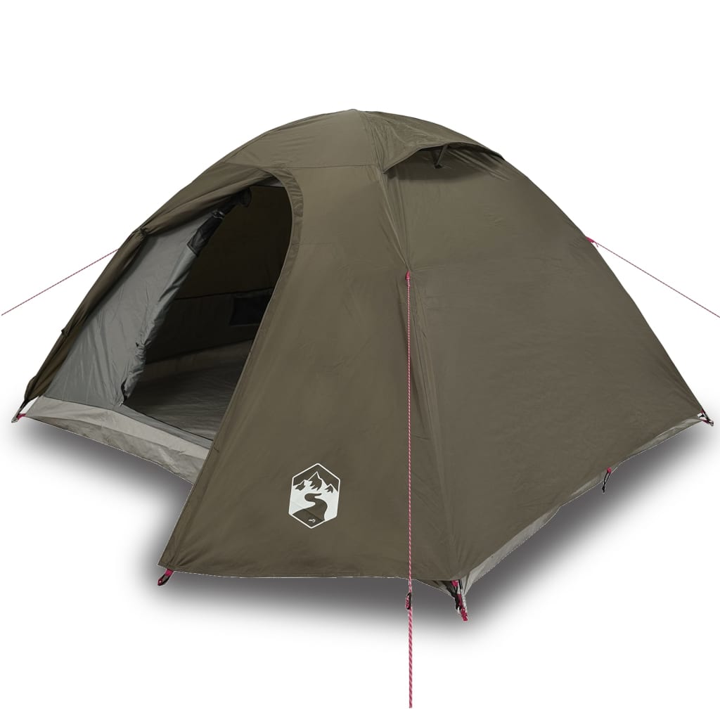 Camping Tent Dome 4-Person Brown Waterproof