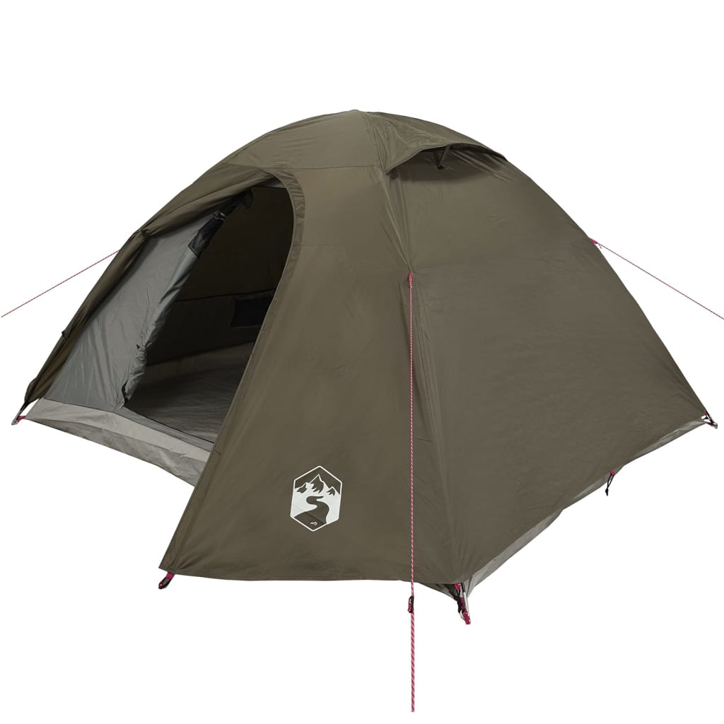 Camping Tent Dome 4-Person Brown Waterproof