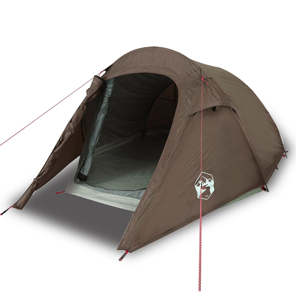 Camping Tent Tunnel 3-Person Brown Waterproof