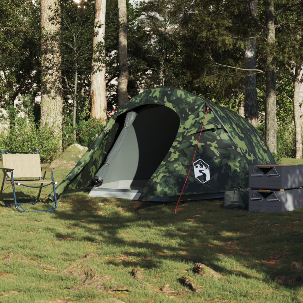 Camping Tent Tunnel 2-Person Camouflage Waterproof