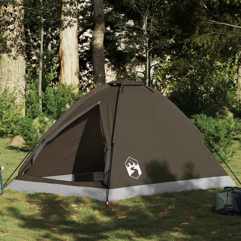 Camping Tent Dome 2-Person Brown Waterproof