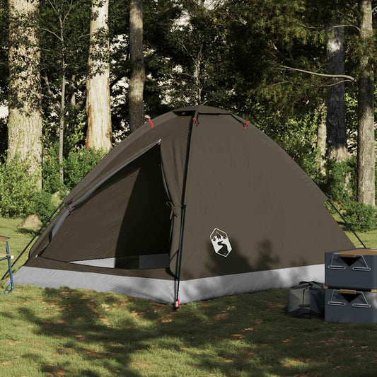 Camping Tent Dome 4-Person Brown Waterproof