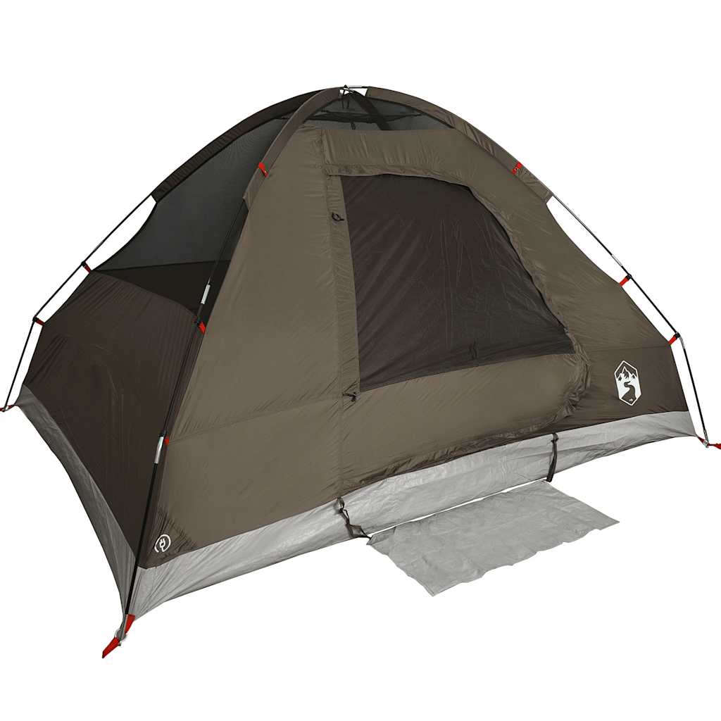 Camping Tent Dome 4-Person Brown Waterproof