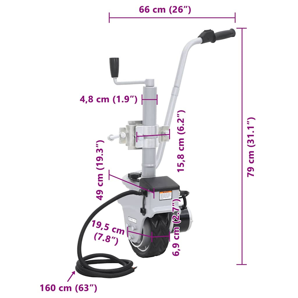 Aluminium Motorised Jockey Wheel Trailer Mover 12 V 350 W