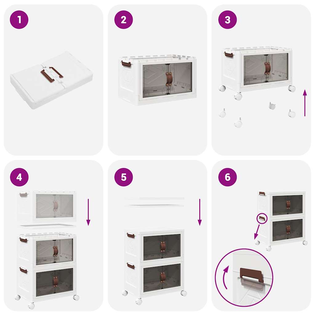 Stackable Storage Box with Wheels 2-Tier 28 L 48.5x29.5x59.5 cm